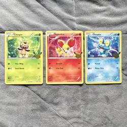Pokemon Chespin XY01, Fennekin XY02, Froakie XY03 Card Lot English (3 Cards) - Image 1