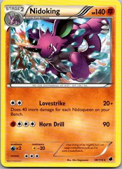 Nidoking 58/116 Rare Plasma Freeze Pokemon Lightly Played - Image 1