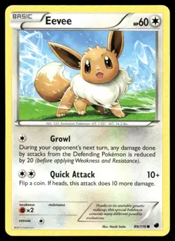 Pokemon Cards Eevee 89/116 Plasma Freeze Common NM - Image 1
