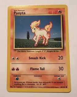 Wizards of the Coast Pokemon TCG Base Set Ponyta 60/102 Common Unlimited 1999 - Image 1