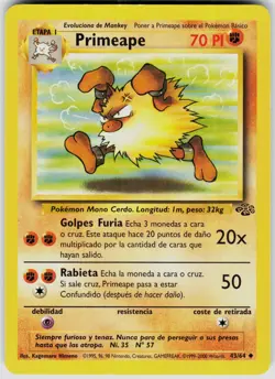 Primeape 43/64 Uncommon Jungle Pokemon Unlimited Lightly Played [Spanish] - Image 1