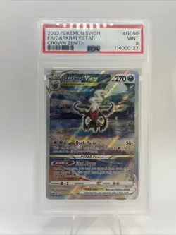 2023 POKEMON SWORD & SHIELD CROWN ZENITH #GG50 FULL ART/DARKRAI VSTAR PSA 9 - Image 1