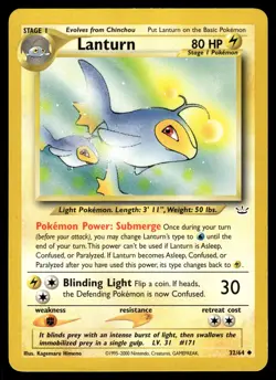 LANTURN - 32/64 Uncommon Neo Revelation Pokemon LP - Image 1
