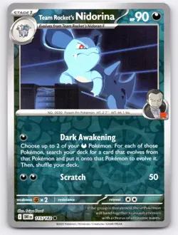 POKEMON TEAM ROCKET'S NIDORINA DESTINED RIVALS 115/182 REVERSE HOLO COMMON NM - Image 1