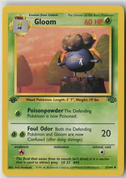 Gloom 37/64 Uncommon Jungle Pokemon 1st Edition Near Mint - Image 1