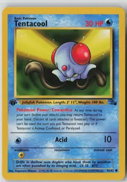 Tentacool 56/62 Common Fossil Pokemon 1st Edition Lightly Played - Image 1