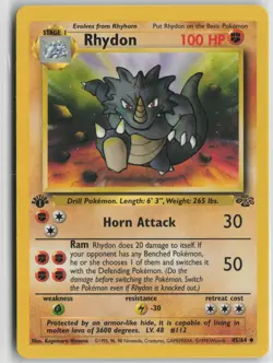 Rhydon 45/64 Uncommon Jungle Pokemon 1st Edition Lightly Played - Image 1