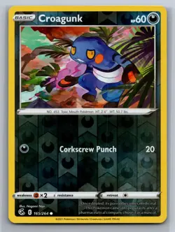Croagunk 165/264 Common Fusion Strike Pokemon Reverse Holo Lightly Played - Image 1