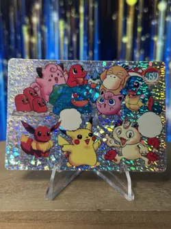 1999 Vintage Pocket Monsters Vending Prism - Psyduck, Eevee, Pika #459 LP - Image 1