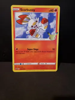 POKEMON CELEBRATIONS JUMBO SCORBUNNY SWSH002 25TH ANNIVERSARY LP CONDITION - Image 1