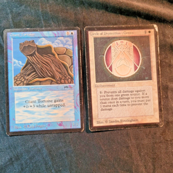 MAGIC THE GATHERING CARDS EARLY 1990s, CIRCLE OF PROTECT GREEN & GIANT TORTOISE - Image 1