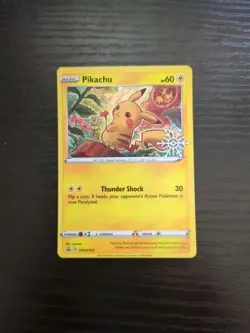 Pikachu SWSH153 Sword & Shield Promo Snowflake Stamp Holiday NM Pokemon Card TCG - Image 1