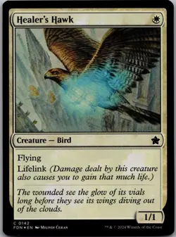 Healer's Hawk 142 Common Foundations Magic: The Gathering Foil Near Mint - Image 1