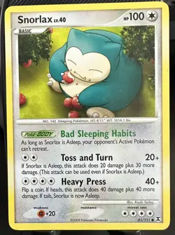 Snorlax 81/111 - Common Rising Rivals Pokemon Card - NM/Lp - Image 1