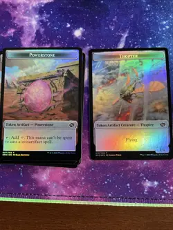 MTG FOIL {Powerstone Token} // {Thopter Token} (Colorless) – The Brothers' War - Image 1