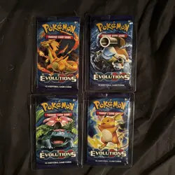 SEALED Pokemon XY Evolutions Booster Packs x4 Packs, FULL ART SET Charizard - Image 1
