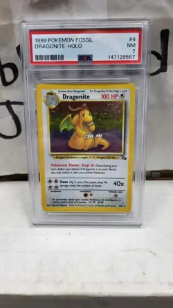 1999 DRAGONITE HOLO RARE FOSSIL POKEMON TCG PSA 7 NM NEAR MINT #4/62 - Image 2