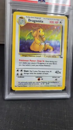 1999 DRAGONITE HOLO RARE FOSSIL POKEMON TCG PSA 7 NM NEAR MINT #4/62 - Image 4