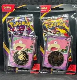 Pokemon TCG Pitch Black Checklane Blister Lot of 2 Slowpoke Promo Coin Sealed - Image 1