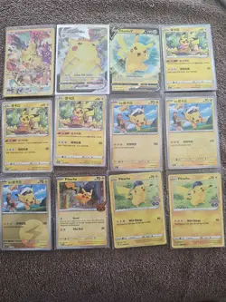 Pokemon TCG Pikachu 12-Card Lot - Pikachu VMAX/V Holo Promos, GO & CZ - Image 1