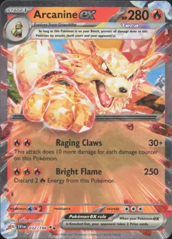 Pokemon Arcanine ex 032/198 Double Rare Scarlet & Violet Holo Near Mint - Image 1