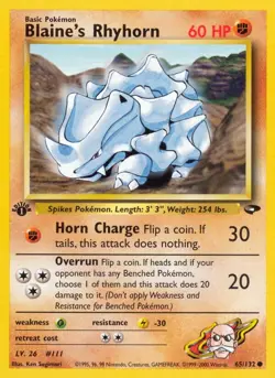Blaine's Rhyhorn 065/132 Gym Challenge LP Unlimited - Image 1