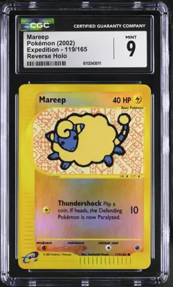CGC 9 Pokemon Card Mareep 119/165 Reverse Holo Expedition 2002 PSA Rainbow - Image 1