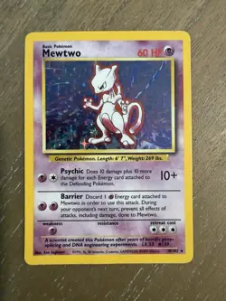 Pokemon Mewtwo 10/102 Base Set TCG Holo MP - Image 1