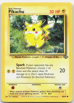 Pikachu 60/64 Common Jungle Pokemon Unlimited Lightly Played - Image 1