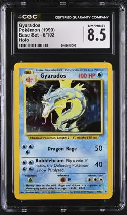 CGC 8.5 Gyarados 1999 Base Set 6/102 Holo Pokemon Card - Image 1
