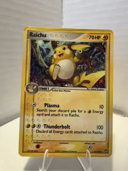 Pokemon TCG Raichu 12/108 Power Keepers Holo Rare 70 HP English 2007 DAMAGED - Image 1