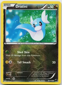 Dratini 81/116 Common Plasma Freeze Pokemon Reverse Holo Near Mint - Image 1