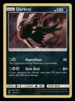 Darkrai 87/147 Holo Rare Burning Shadows Pokemon Near Mint - Image 1