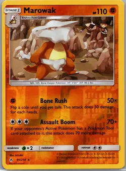 Pokemon Marowak SM - Unbroken Bonds 91/214 Reverse Holofoil Lightly Played - Image 1