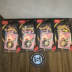 Pokemon 🔥Pitch Black🔥 Lot of 4 Sealed single blister Packs w/Slowpoke Coin - Image 1