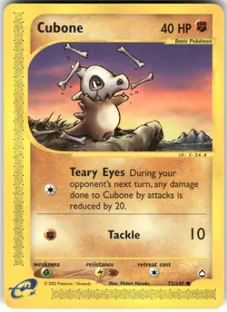 Cubone 72/147 Common Aquapolis Pokemon - Image 1