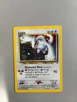 Pokemon TCG Vintage Lugia Neo Genesis Holo Rare Card 9/111 Unlimited SWIRL LP- - Image 1