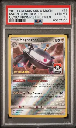 PSA 10 Magnezone 83 S&M Ultra Prism 1ST PLACE LEAGUE STAMPED Pokemon Card POP 2 - Image 1