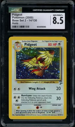 CGC 8.5 Pidgeot 2000 Base Set 2 14/130 Holo Pokemon Card psa - Image 1