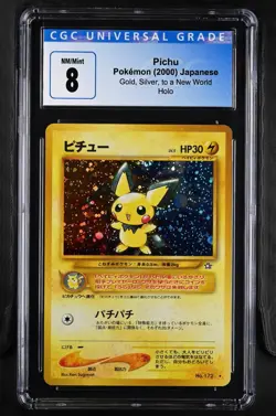 CGC 8 Pichu Japanese Neo Genesis 172 Holo Pokemon Card psa - Image 1