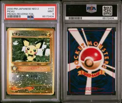 PSA 9 | Pichu #172, Reverse Holo Promo, Japanese Neo 2 File, Pokemon TCG Cards - Image 2