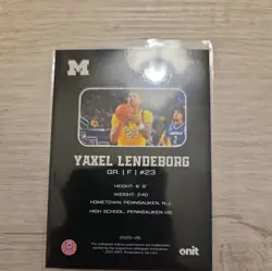 Yaxel Lendeborg 2025-26 Onit #BL-1 Blackout Edition Michigan Warriors - Image 2