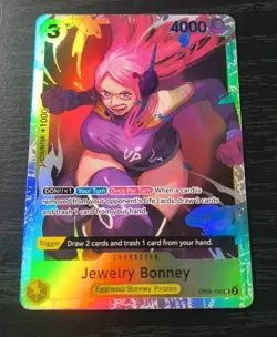 One Piece CCG Jewelry Bonney Two Legends SR Foil Card OP08-105 NM - Image 1