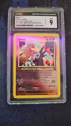 CGC 9 MINT Entei 2001 Black Star Movie Promo 34 Reverse Holo Pokemon Card - Image 2