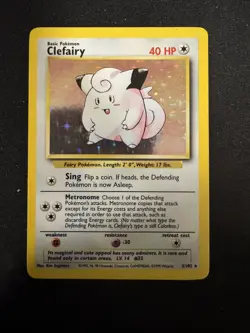 Pokemon TCG Clefairy Base Set Holo Unlimited Rare Card 5/102 HP Condition - Image 1