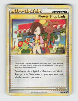 Flower Shop Lady 74/90 Uncommon HGSS Undaunted Pokemon 2010 Moderately Played - Image 1