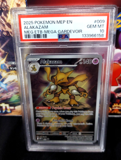 2025 Pokemon Mep Black Star Promo Alakazam #009 Meg Etb-Mega Gardevoir PSA 10 - Image 1