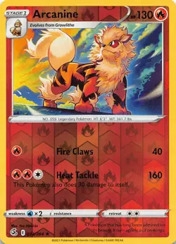 Arcanine 033/264 Rare Fusion Strike Pokemon Reverse Holo Lightly Played - Image 1
