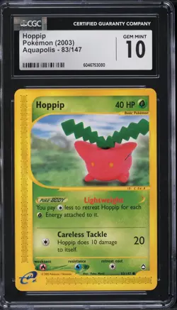 CGC 10 GEM MINT Hoppip 83/147 Aquapolis Pokemon eReader Card (POP 31) - Image 1