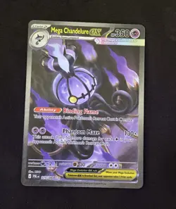 Mega Chandelure EX SIR Pitch Black 115/084 EN MINT + Pitch Black Card Sleeve - Image 1